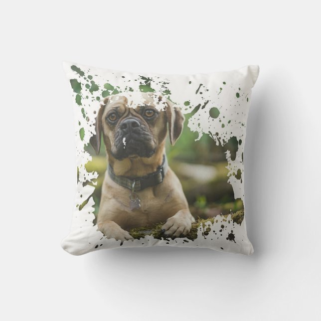 Cute Dog Artwork Throw Pillow (Front)