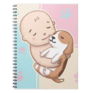 Cute Dog & Baby Illustration Art Notebook