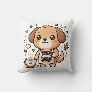 Cute Dog Barista Kawaii Decorative Pillow