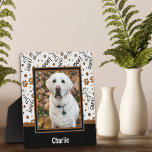 Cute Dog Bark Bones Photo Customized Name Plaque<br><div class="desc">Fun Dog Bark Woof Pattern Photo Name Plaque– colourful and stylish artwork perfect for the pets. These fun personalized photo easel plaques make great keepsakes for family, friends, coworkers, teachers, etc.. The perfect gift for all of your Valentines who love their dogs. More modern, floral and motivational plaques in my...</div>