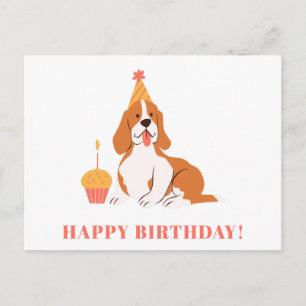 Cute Dog Birthday Cupcake Colourful Modern Birthda Postcard