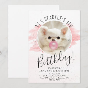 Cute Dog Birthday Party Sparkle The Tiny Chi Invitation