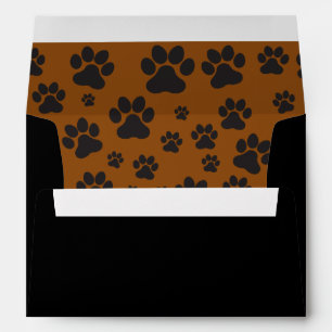 Cute dog black paw print and brown envelope