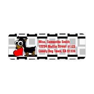 Cute Dog Black & White & Red Return Address Labels