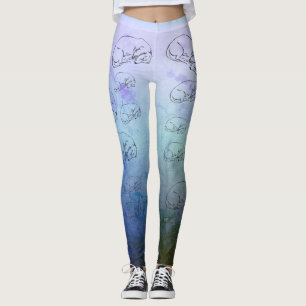 Cute Dog, Blue All-Over-Print Leggings