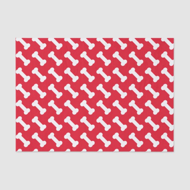 Cute Dog Bone Pattern - Red Personalized  Tissue Paper (Front)