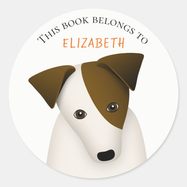 cute dog book label with child's name (Front)