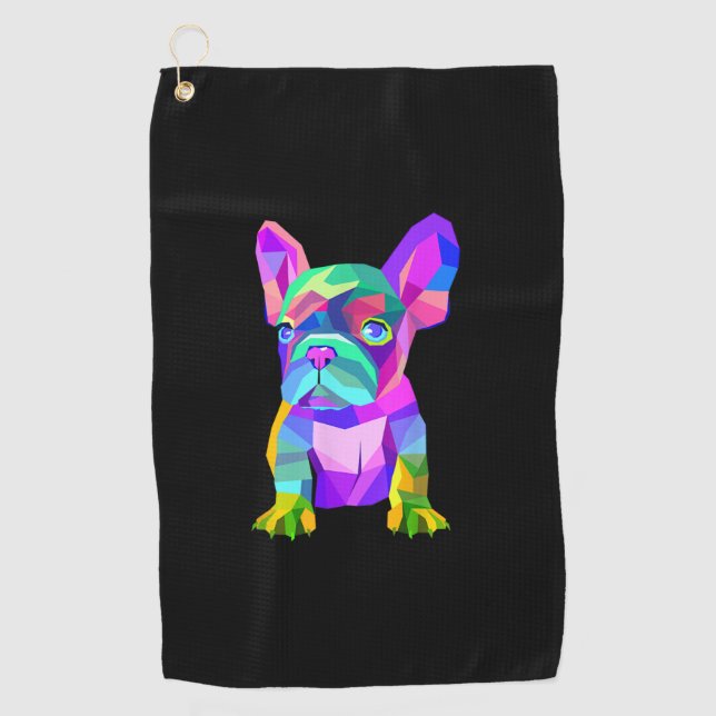 Cute Dog Breed, Coloured Bulldog French Gift Golf Towel (Front)