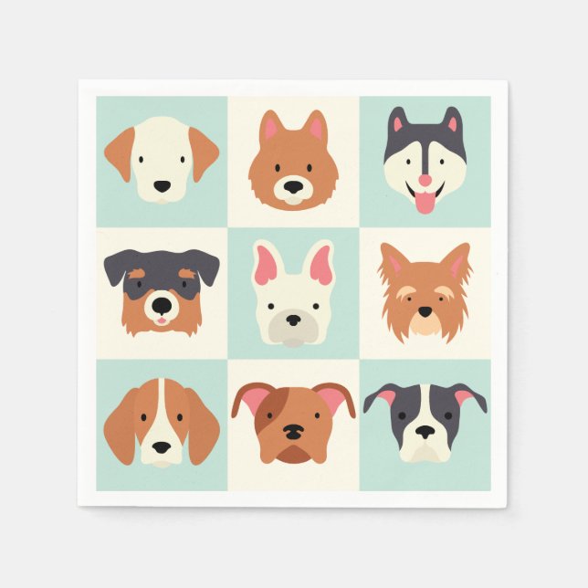 Cute dog breed light blue pattern napkin (Front)
