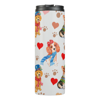 Cute Dog breeds and paws Thermal Tumbler