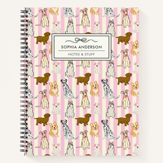 Cute Dog Breeds Pattern Custom Pet  Notebook (Front)