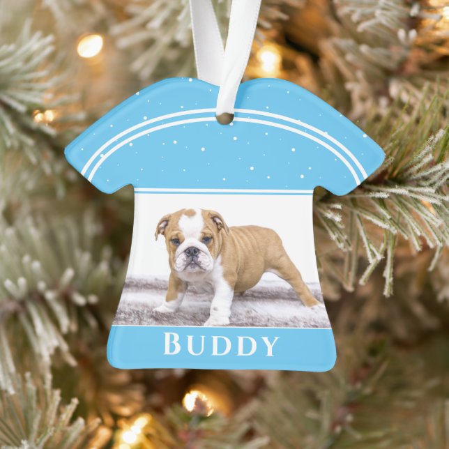 Cute Dog Bulldog Puppy Photo Christmas Keepsake Ornament (Tree)