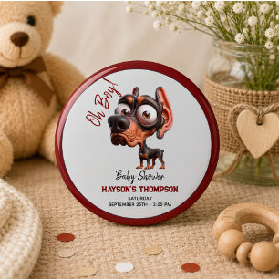 Cute Dog Caricatures Baby Shower for Boy 6 Inch Round Button
