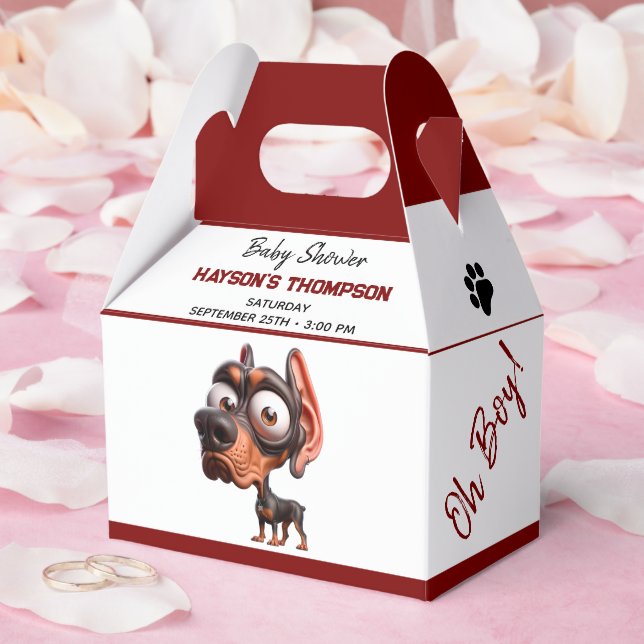 Cute Dog Caricatures Baby Shower for Boy Favor Box (Wedding)