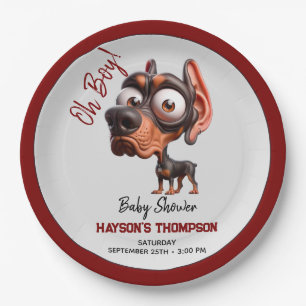 Cute Dog Caricatures Baby Shower for Boy Paper Plate