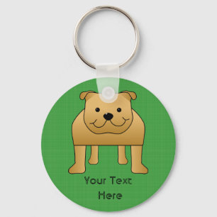Cute Dog Cartoon. Red Bulldog. Keychain