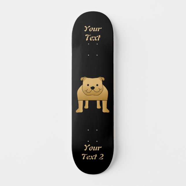 Cute Dog Cartoon. Red Bulldog. Skateboard (Front)