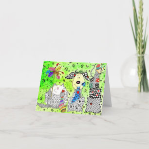 Cute Dog, Cat and Mouse Christmas Greeting Card