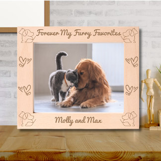 Cute Dog Cat Forever My Furry Favourite Personaliz Etched Frames