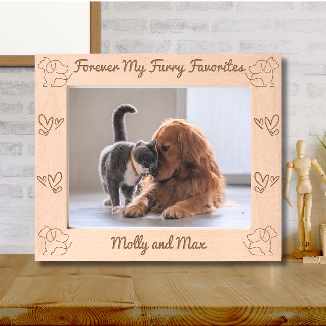 Cute Dog Cat Forever My Furry Favourite Personaliz Etched Frames (Creator Uploaded)