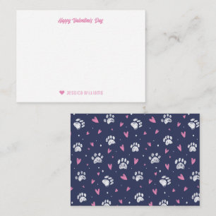 Cute Dog Cat Paw Heart Pattern Valentine's Day Card
