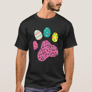 Cute Dog Cat Paw Leopard Print Easter Eggs Pet Paw T-Shirt
