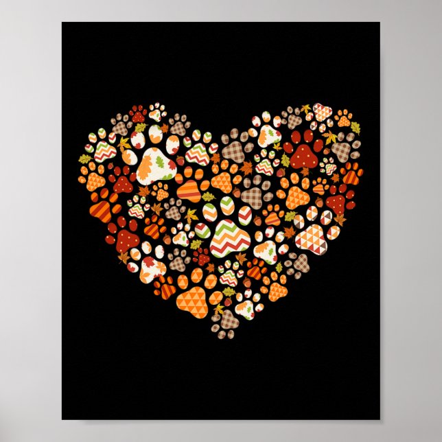 Cute Dog Cat Paw Print Pumpkin Autumn Leaf Fall Th (Front)