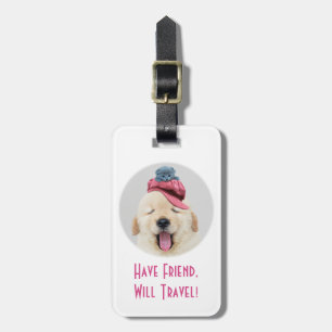 Cute Dog & Cat, Travel, Personalize Name Message Luggage Tag