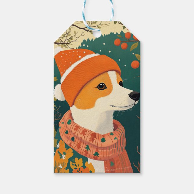Cute Dog Christmas Gift Tag - Customizable  (Front)