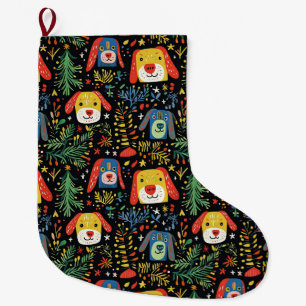 Cute Dog Christmas Large Christmas Stocking