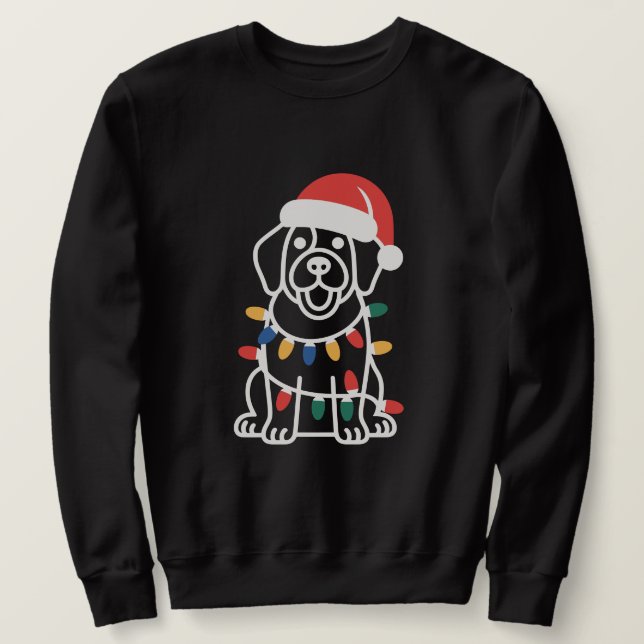 Cute Dog Christmas Lights & Hat Sweatshirt (Design Front)