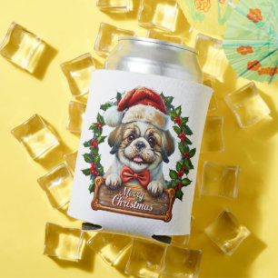 Cute Dog Christmas Ornament - Merry Christmas" Can Cooler