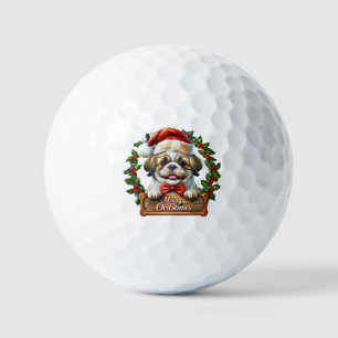 Cute Dog Christmas Ornament - Merry Christmas Golf Balls