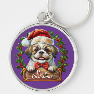 Cute Dog Christmas Ornament - Merry Christmas Keychain