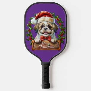 Cute Dog Christmas Ornament - Merry Christmas Pickleball Paddle