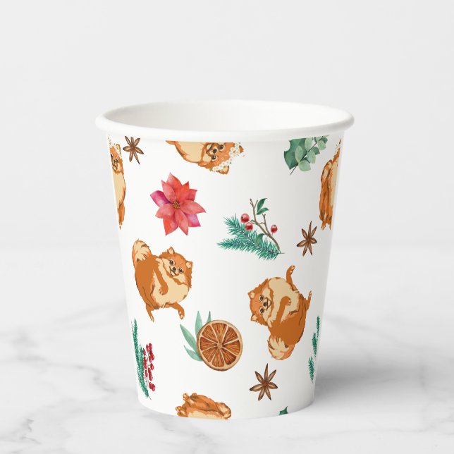 Cute Dog Christmas  Paper Cups (Front)