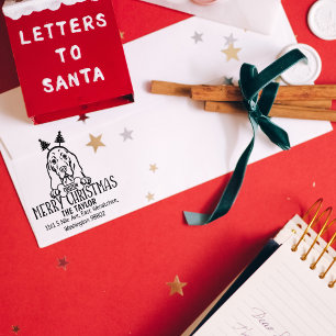 Cute Dog Christmas Return Address Rubber Stamp