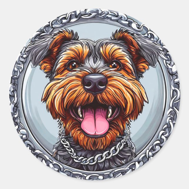 Cute Dog Classic Round Sticker (Front)
