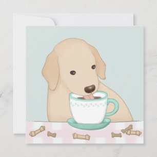 Cute Dog, Coffee & Treats Illustration Poster  Thank You Card