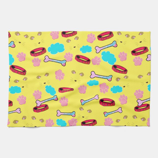 Cute Dog Collar and Bone Design Kitchen Towel (Horizontal)
