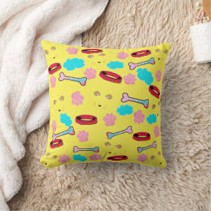 Cute Dog Collar and Bone Design Throw Pillow
