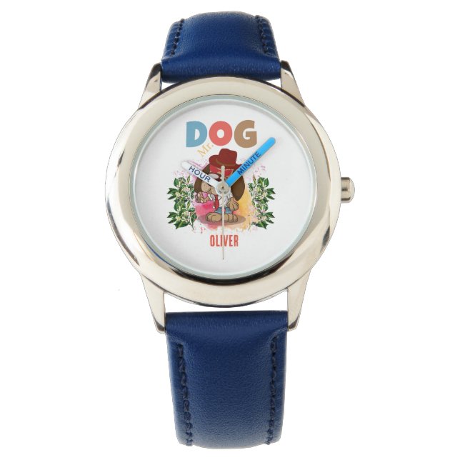 CUTE DOG COLORFUL FUNNY PERSONALIZED KIDS   WATCH (Front)