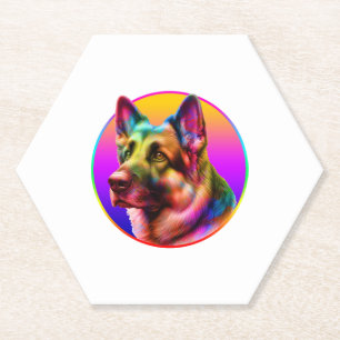 CUTE DOG COLORFUL RAINBOW PAPER COASTER