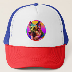 CUTE DOG COLORFUL RAINBOW TRUCKER HAT