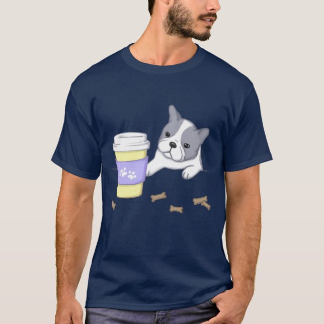 Cute Dog Cup and Biscuits Illustration gift T-Shirt (Front)