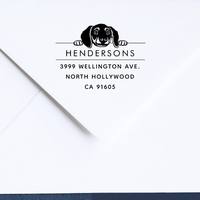 Cute Dog Custom Modern Family Return Address Rubber Stamp (Creator Uploaded)