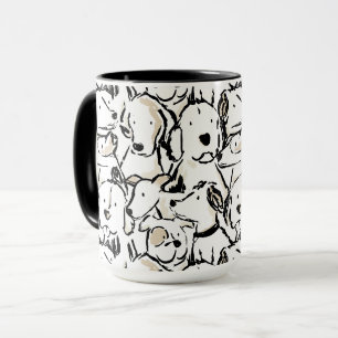 Cute Dog Doodle Pet Sketch - Black and White Puppy Mug