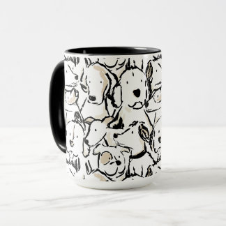 Cute Dog Doodle Pet Sketch - Black and White Puppy Mug