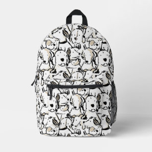 Cute Dog Doodle Pet Sketch - Black and White Puppy Printed Backpack