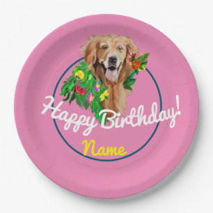 Cute Dog Dreamy Golden Retriever Paper Plates